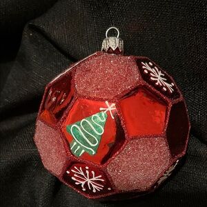 Mouth Blown Made in Poland Red & Green Festive Holiday Ornament, Christmas